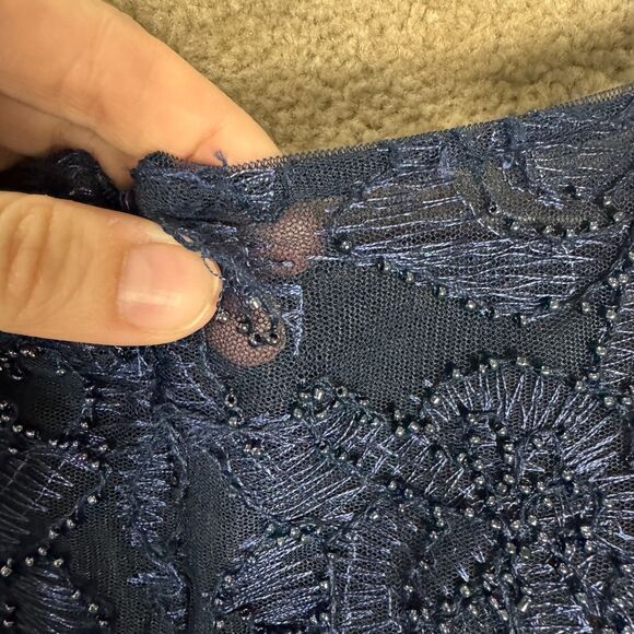 JS Collections‎ Celia Mermaid Gown Size 8 Dress Navy Beaded Wedding Formal NEW - Picture 13 of 16